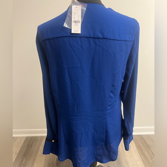 NWT Royal Blue & Black Long Sleeve Blouse! - Picture 4 of 16